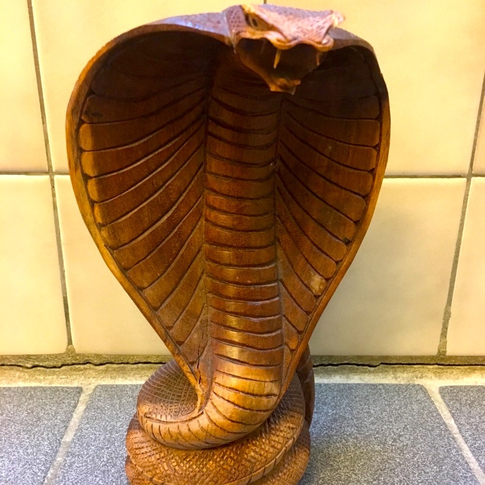 Wooden Indonesia King Cobra Sculpture